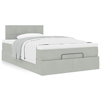 vidaXL Ottoman säng med madrass ljusgrå 120x190 cm sammet