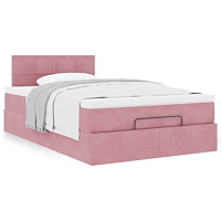 vidaXL Ottomansk säng med madrass rosa 120x190 cm sammet