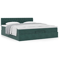 vidaXL Ottoman sängram med madrass mörkgrön 180x200 cm sammet