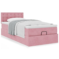 vidaXL Ottoman sängram med madrass rosa 80x200 cm sammet