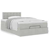 vidaXL Ottoman säng med madrass ljusgrå 120x190 cm sammet