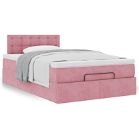 vidaXL Ottomansk säng med madrass rosa 120x190 cm sammet
