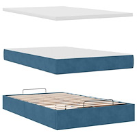 vidaXL Ottoman sängram med madrass mörkblå 120x200 cm sammet