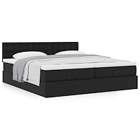 vidaXL Ottoman sängram med madrasser svart 160x200 cm konstläder
