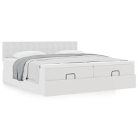 vidaXL Ottoman sängram med madrasser vit 180x200 cm konstläder