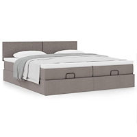 vidaXL Ottoman sängram med madrasser taupe 180x200 cm tyg