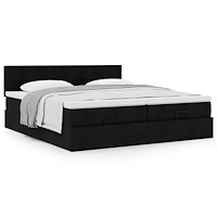 vidaXL Ottoman sängram med madrasser svart 160x200 cm tyg