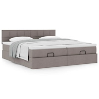 vidaXL Ottoman sängram med madrasser taupe 180x200 cm tyg