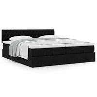 vidaXL Ottoman sängram med madrasser svart 160x200 cm tyg