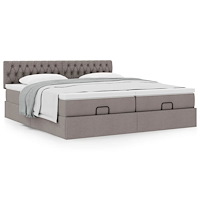 vidaXL Ottoman sängram med madrasser taupe 180x200 cm tyg