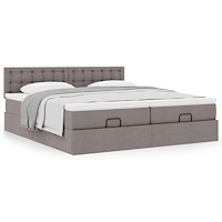 vidaXL Ottoman sängram med madrasser taupe 180x200 cm tyg