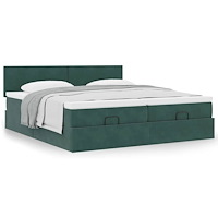 vidaXL Ottoman sängram med madrasser mörkgrön 200x200 cm sammet