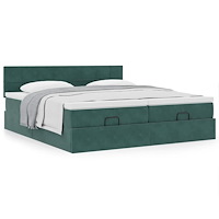 vidaXL Ottoman sängram med madrasser mörkgrön 180x200 cm sammet