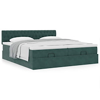 vidaXL Ottoman sängram med madrasser mörkgrön 180x200 cm sammet