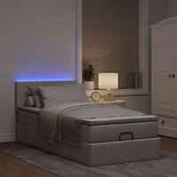 vidaXL Ottoman sängram med madrass taupe 80x200 cm tyg
