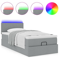 vidaXL Ottoman sängram med madrass ljusgrå 90x190 cm tyg