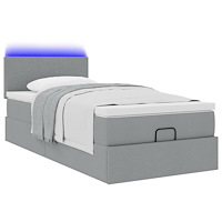 vidaXL Ottoman sängram med madrass ljusgrå 90x190 cm tyg