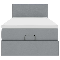 vidaXL Ottoman sängram med madrass ljusgrå 90x190 cm tyg