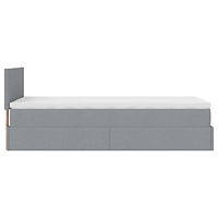 vidaXL Ottoman sängram med madrass ljusgrå 90x190 cm tyg