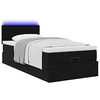 vidaXL Ottoman sängram med madrass svart 90x190 cm sammet