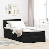vidaXL Ottoman sängram med madrass svart 90x190 cm sammet