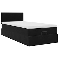 vidaXL Ottoman sängram med madrass svart 90x190 cm sammet