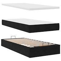 vidaXL Ottoman sängram med madrass svart 90x190 cm sammet