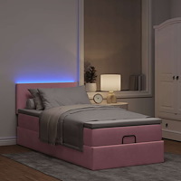 vidaXL Ottoman sängram med madrass rosa 90x190 cm sammet
