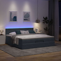 vidaXL Ottoman sängram med madrass mörkgrå 180x200 cm sammet