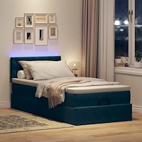 vidaXL Ottoman sängram med madrass mörkblå 90x190 cm sammet