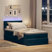 vidaXL Ottoman sängram med madrass mörkblå 90x200 cm sammet