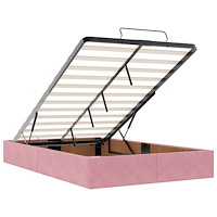 vidaXL Ottomansk säng med madrass och LED-lampor rosa 120x190cm sammet