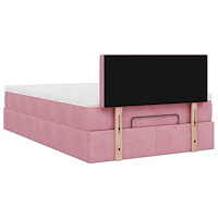 vidaXL Ottomansk säng med madrass och LED-lampor rosa 120x190cm sammet