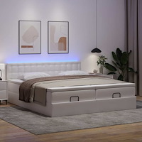 vidaXL Ottoman sängram med madrasser vit 160x200 cm konstläder