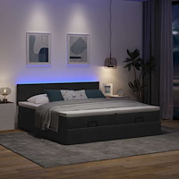 vidaXL Ottoman sängram med madrasser svart 160x200 cm tyg