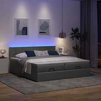 vidaXL Ottoman sängram med madrasser mörkgrå 160x200 cm tyg