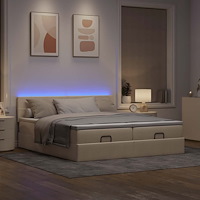 vidaXL Ottoman sängram med madrasser gräddvit 160x200 cm tyg