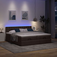 vidaXL Ottoman sängram med madrasser mörkbrun 180x200 cm tyg