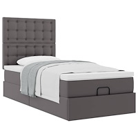 vidaXL Ottoman säng med madrass grå 90x190 cm konstläder