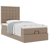 vidaXL Ottoman säng med madrass cappuccino 90x190 cm konstläder