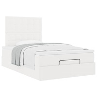 vidaXL Ottoman sängram med madrass vit 120x200 cm konstläder