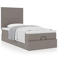 vidaXL Ottoman sängram med madrass taupe 80x200 cm tyg