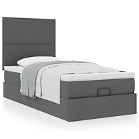 vidaXL Ottoman sängram med madrass mörkgrå 90x190 cm tyg