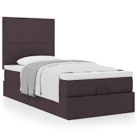 vidaXL Ottoman sängram med madrass mörkbrun 90x190 cm tyg