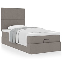 vidaXL Ottoman sängram med madrass taupe 90x190 cm tyg