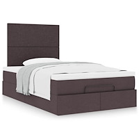 vidaXL Ottoman sängram med madrass mörkbrun 120x190 cm tyg
