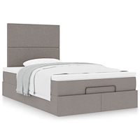 vidaXL Ottoman sängram med madrass taupe 120x190 cm tyg