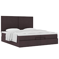 vidaXL Ottoman sängram med madrasser mörkbrun 200x200 cm tyg