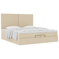 vidaXL Ottoman sängram med madrasser gräddvit 200x200 cm tyg