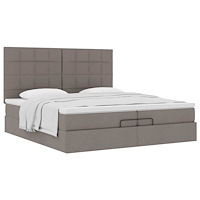 vidaXL Ottoman sängram med madrasser taupe 200x200 cm tyg
